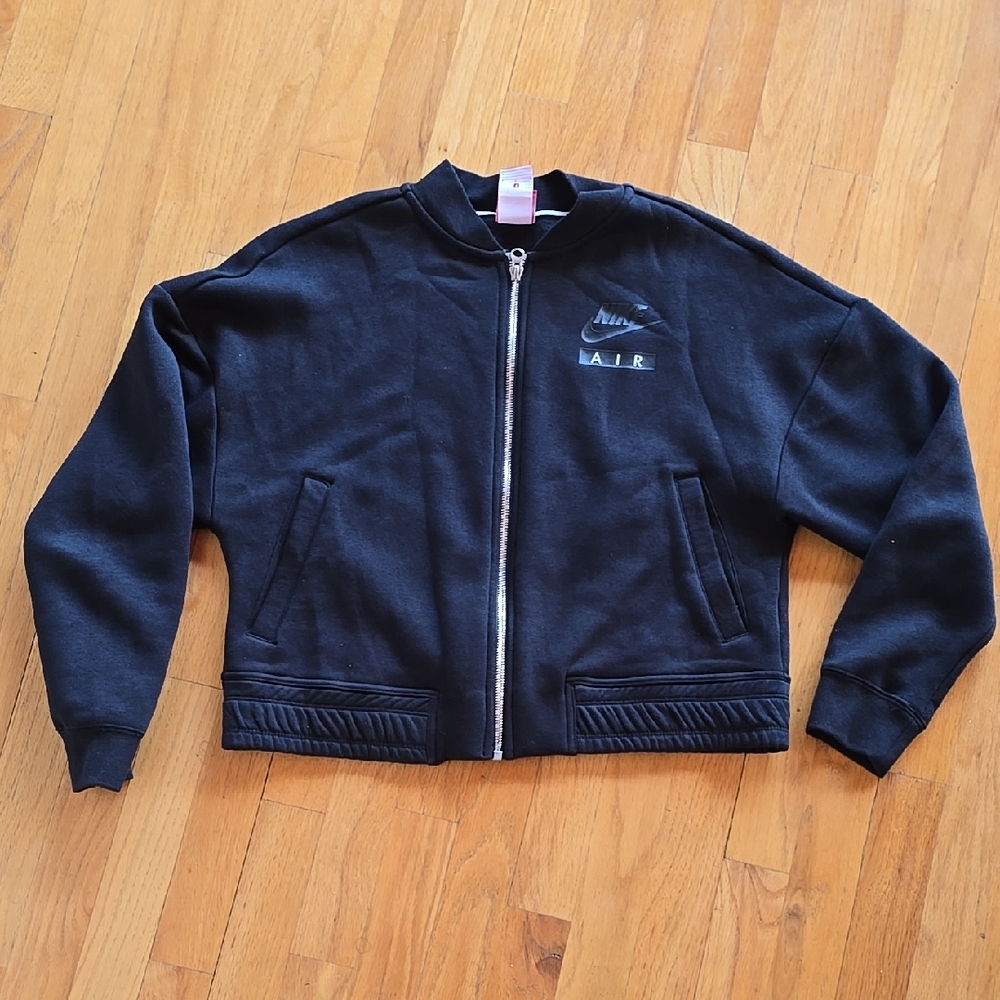 Women's Nike Air Black Cropped Full Zip Sweatshirt- S